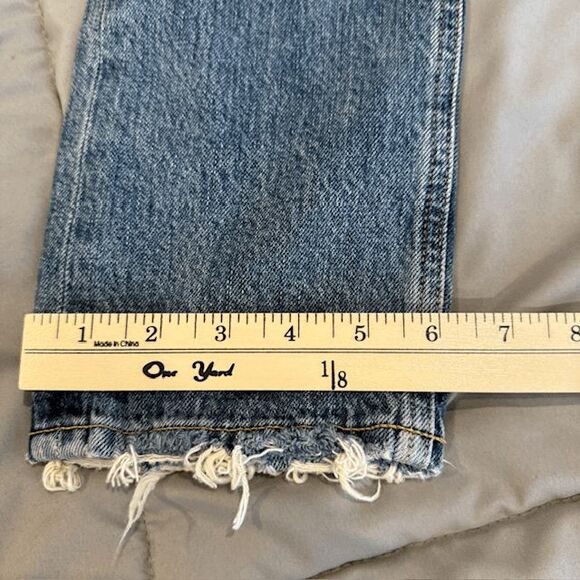 AGOLDE Riley High Rise Cropped Straight Jeans Button Fly Light Distress Size 23 - Picture 13 of 14